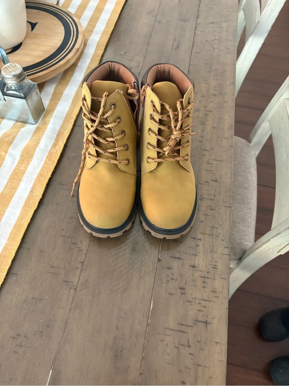 Kids Tan Lace-Up Work Boot
